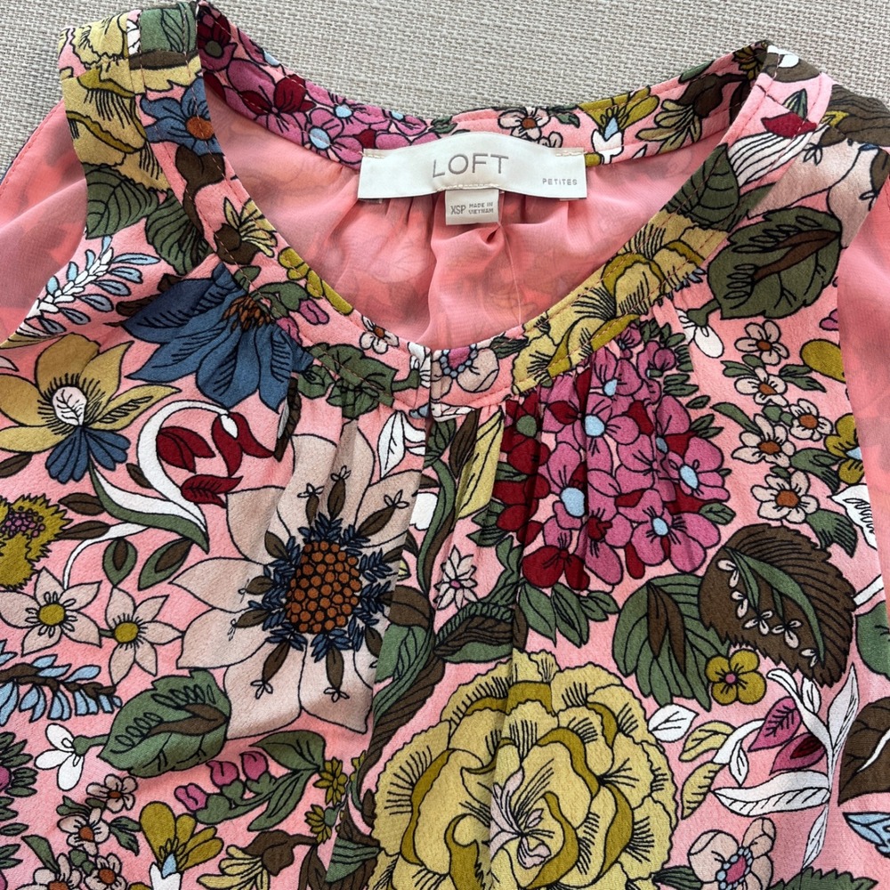 LOFT Petites Pink Floral Sleeveless Shift Dress XSP New Withโ Tags